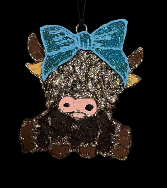 Highland Cow with Bow - Car Freshie My Store