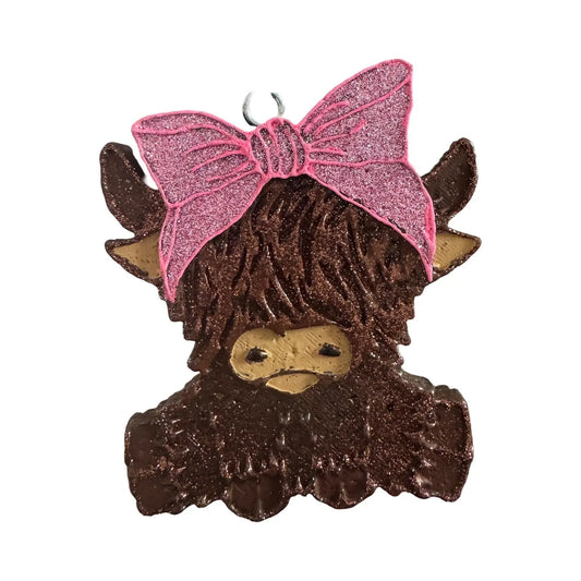 Highland Cow with Bow - Car Freshie Mold My Store