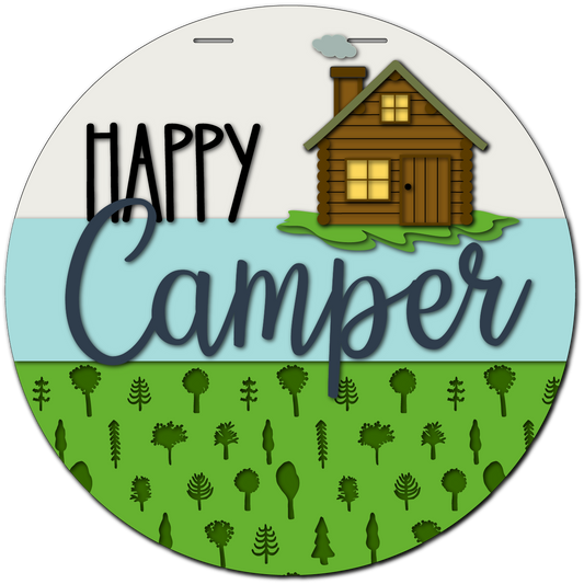 Happy Camper Cabin Door Hanger My Store