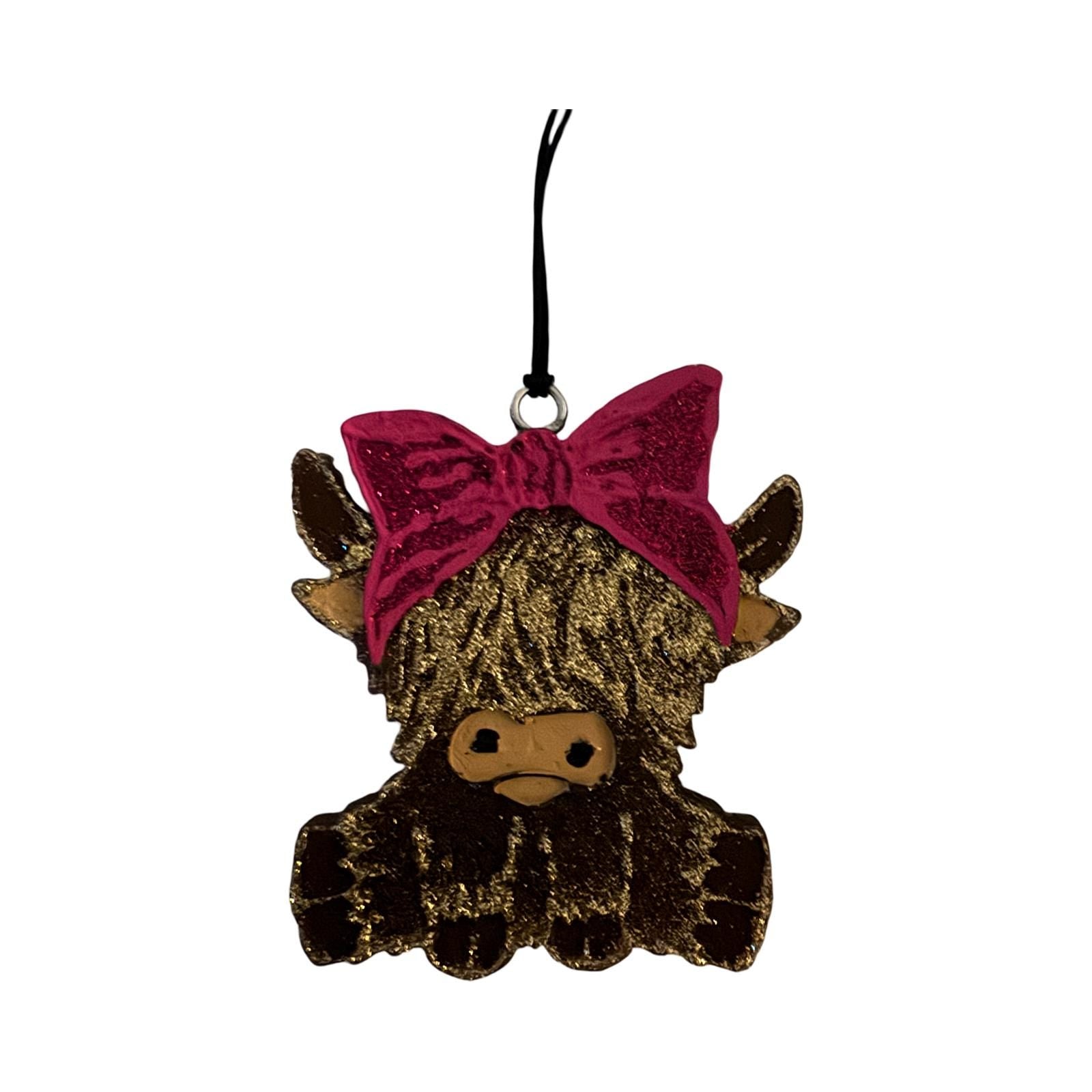 Highland Cow with Bow - Car Freshie My Store